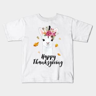 Happy Thanksgiving Llama Lovers Gifts Kids T-Shirt